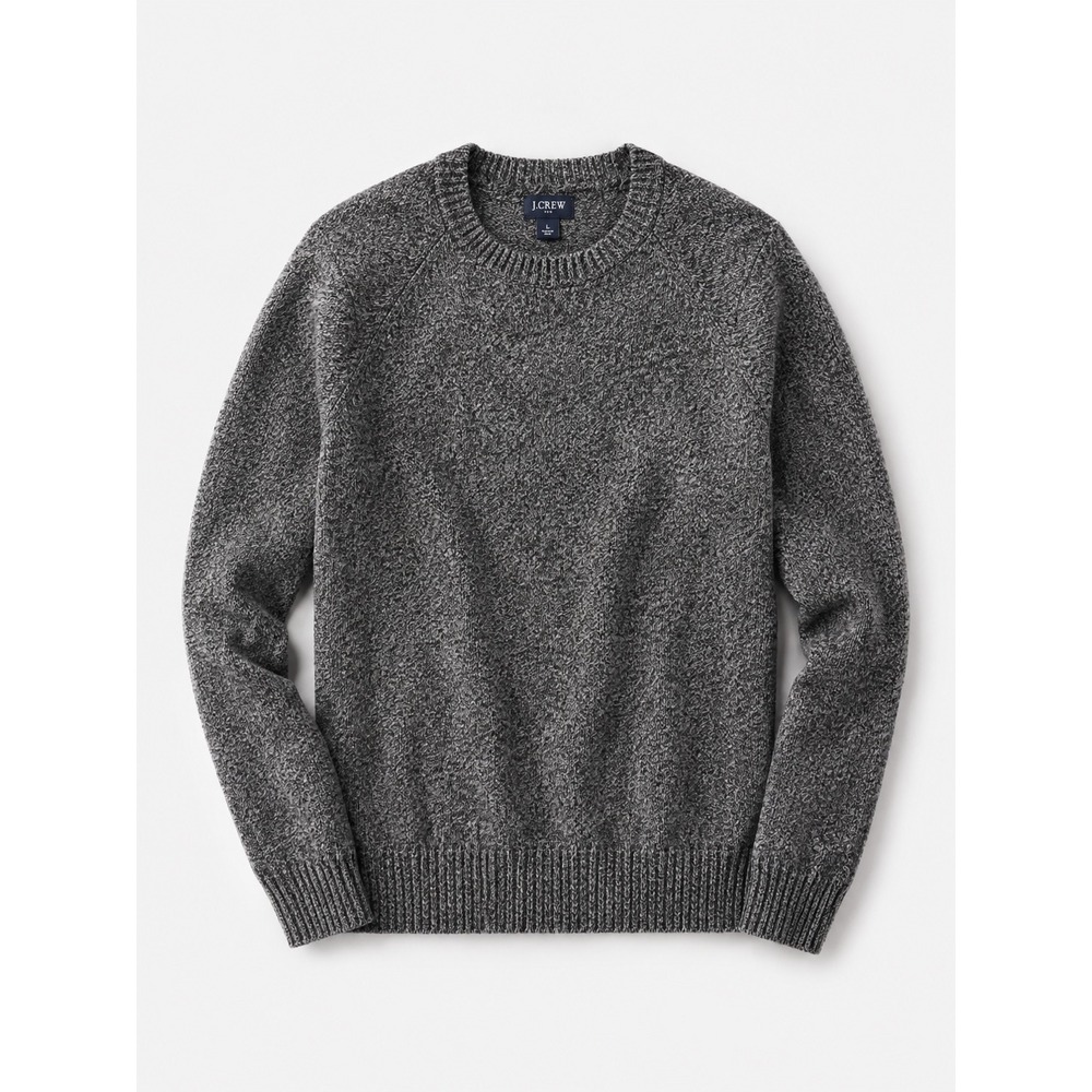 J.Crew Crewneck Sweater Mens L Charcoal Lambswool Blend AA027 Dark Academic